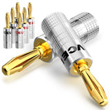 1 x RAW Customer Returns VCELINK banana plug speaker 24K gold-plated, 0.75mm - 4mm, 4 pairs 8 pieces , high-end banana plug connector for speaker cables, amplifiers, HiFi boxes, AV receivers, screwable - RRP €11.99