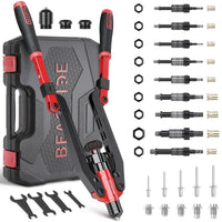 1 x RAW Customer Returns 21 Rivet Nut Tool 2 in 1 Rivet Pliers, Rivets Kit Folding Long Handle Riveter with 9 Metric SAE Mandrels and 5 Rivet Heads, Folding Handle, Heavy Duty Carrying Case - RRP €78.58