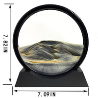 1 x RAW Customer Returns SANDCLE Flowing Sand Painting - Image of Moving Sand, Flow 3D Round Hourglass Glass Painting, Art Decor Gift for Home Office Black, 7 Inch  - RRP €19.95