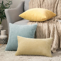 1 x RAW Customer Returns MIULEE Set of 2 cushion covers, corduroy cushion cover, decorative cushion cover, sofa cushion, couch cushion, decorative cushion cover, decorative cushion cover with hidden zip, 45 x 45 cm, blue and white - RRP €18.65