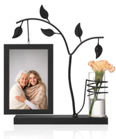 1 x RAW Customer Returns Afuly Picture Frame 10x15 Wooden Double Glass Black Modern Photo Frame with Vase and Metal Tree for 2 Photos Family Friend Birthday Festival Gifts for Mom Grandma - RRP €24.19