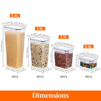 1 x RAW Customer Returns Lifewit Storage Containers with Lids 15 Set, Storage Containers with Universal Lids, Airtight Storage Box Kitchen Organizer with Labels for Grains, Flour, Sugar, Cereal in the Kitchen, BPA-Free - RRP €31.54