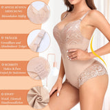 1 x RAW Customer Returns YARRCO Body Shaper Women s Tummy Control Shapewear Lace Shaping Bodysuits Figure-shaping Underwear Corset Body Shaper Briefs Beige, XL  - RRP €33.26