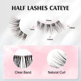 1 x RAW Customer Returns Parriparri Half Eyelashes Natural Artificial 10 Pairs Cat Eye Clear Band Half Cateye Fluffy False Natural Fake Lashes - RRP €8.99