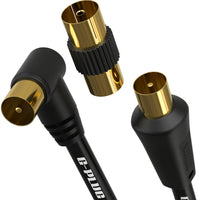 1 x RAW Customer Returns 2 m long antenna cable with 90 angle - satellite cable coaxial cable TV antenna coaxial cable F plug gold with HF connection - DVB-T DVB-T2 DVB-C DVB-S DVB-S2 radio FM DAB - RRP €9.64