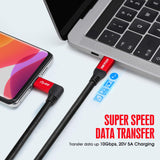 1 x RAW Customer Returns RIITOP USB C to C Cable 3M, 100W PD Charging 20V 5A , 10Gbps Data Transfer, Right Angle with Emarker, 4K Video Output - RRP €23.99