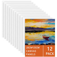 1 x RAW Customer Returns Canvas for painting made of 100 cotton 12 pieces - 20 x 25 cm, pre-stretched white artist canvas panel canvases for painting set structure paste canvas - suitable for acrylic and oil paints - RRP €16.81