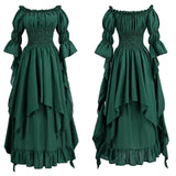 1 x RAW Customer Returns Fiamll Women s Steampunk Victorian Off Shoulder Medieval Maxi Dress Ladies Renaissance Cosplay Halloween Costume Green S M  - RRP €56.46