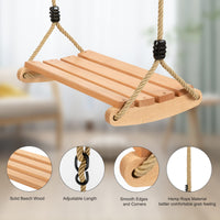 1 x RAW Customer Returns Wooden swing, wooden outdoor swing for adults and children, garden outdoor swing with adjustable rope for indoor and outdoor swings, up to 100 kg, indoor outdoor swing - RRP €36.29