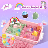 4 x RAW Customer Returns Weilim Sand Sandbox Set. Gifts for Girls Unicorn Magic Play Sand Suitcase. Beach Tools Sensory Sand Toys Magic Sand Unicorn for Children Pink  - RRP €143.96