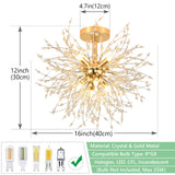 1 x RAW Customer Returns Rayofly Modern Crystal Ceiling Light, Fireworks Crystal Chandelier, 8-Light Golden Ceiling Lights, Dimmable Pendant Light, Crystal Lamp for Living Room, Bedroom, Dining Room, Kitchen, Hallway - RRP €69.99