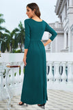 1 x RAW Customer Returns WNEEDU Maxi Dresses for Women 3 4 Sleeve Women s Dress Loose Long Maxi Dress with Pockets Autumn Winter Dress for Women Dresses Dark Green Long Female Maxi Dress Elegant - RRP €28.07