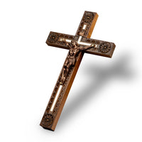 1 x RAW Customer Returns Woodvio - Hand carved wooden wall cross, Catholic crucifix - RRP €44.27