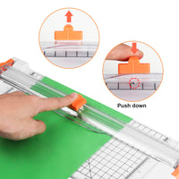 1 x RAW Customer Returns Paper Cutter, 12 Inch A4 Paper Cutter, Cutting Machine Paper with Side Ruler Cutter and Automatic Paper Cutter for Paper, Photos, Craft Project, White - RRP €13.99