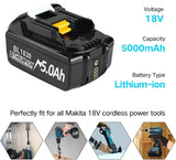 1 x RAW Customer Returns 2X 18V 5000mAh Li-Ion replacement battery for Makita BL1850B BL1850 BL1860 BL1830 BL1840 BL1835 BL1845 BL1820 LXT-400 tool batteries with LED indicator - RRP €54.44