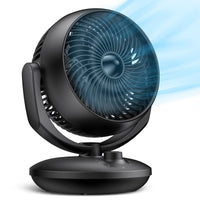 1 x RAW Customer Returns Fan, table fan, quiet, fan with 3 speeds and 90 adjustable inclination for 15m rooms, powerful 3D turbo air circulation for office, bedroom, living room, black - RRP €46.38