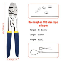 1 x RAW Customer Returns Dechengbao Wire Rope Crimping Tool, Cable Crimps up to 2.2mm, Stainless Steel Wire Rope Crimping Tool, Wire Crimping Plier, for Oval Aluminum Sleeves, Crimp Sleeves, Crimp Loop Sleeve - RRP €28.99