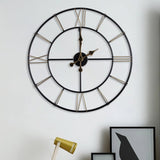 1 x RAW Customer Returns 60 cm large wall clock black, 24 inch vintage Roman numeral decorative metal clock almost silent modern home decor ideal for living room bedroom kitchen outdoor wall clock decorative living room - RRP €56.45