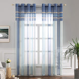 1 x RAW Customer Returns MIULEE Voile curtain, transparent curtain made of voile with eyelets, loop curtain, eyelet curtains, transparent window curtain, living room, bedroom, set of 2, 140 x 225 cm, sky blue dark blue - RRP €31.5