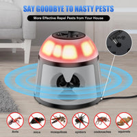 1 x RAW Customer Returns Ultrasonic Mice and Rat Repellent 360 , 4 Modes Mouse Repellent with Flashing Light, 600 M Plug-in Anti-Mole Mole Repellent, Outdoor Indoor for Rodents, Spiders, Cockroaches, Moths - RRP €49.99