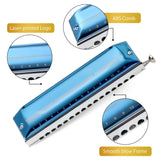 1 x RAW Customer Returns East Top Upgrade Chromatic Harmonica Key of C 16 Hole 64 Tone Professional Harmonica For Adults, Students and Harmonica Lovers with Blue Cover EAP-16  - RRP €157.6