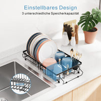 1 x RAW Customer Returns iSPECLE Sink Dish Drying Rack - 3 Sizes Adjustable Dish Rack 16.9 , 18.7 , 20.4 - Over the Sink, In the Sink or on the Counter, Metal, Black - RRP €14.11