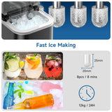 1 x RAW Customer Returns Ice cube machine, 120W ice cube maker 8 ice cubes in 8 minutes, 12kg 24h, LED display ice maker machine with infrared sensor self-cleaning - RRP €84.99