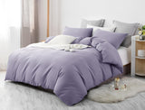 1 x RAW Customer Returns Menkala bed linen 220x240 purple plain colors pleasant violet duvet cover 3 pieces non-iron brushed renforc microfiber lilac reversible bed linen with zipper and 2 pillowcases 80x80 - RRP €32.56