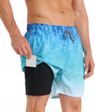 1 x RAW Customer Returns APTRO Men s Swim Shorts Swimming Shorts Board Shorts Short Quick-drying 2 in 1 Beach Shorts with Inner Pants Blue MK166 M - RRP €25.56