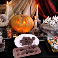 1 x Brand New ZOOMPIL Halloween Baking Molds Silicone, Chocolate Silicone Mold, Skull Pumpkin Wizard Hat Bat Bone Silicone Mold for DIY Halloween Chocolate, Candy, Jelly - RRP €20.4