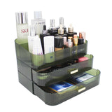 1 x RAW Customer Returns Makeup Organizer with 2 Drawers, Cosmetic Organizer for Bedroom and Bathroom Vanity Countertops, Large Capacity Cosmetic Storage Box for Skin Care Cream Perfume-green - RRP €39.31