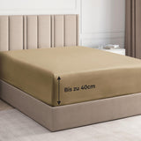 1 x RAW Customer Returns Beige fitted sheet 200x200 - Luxurious fitted sheet for single beds - Suitable for mattresses up to 40 cm high - Soft, wrinkle-free and breathable sheet - Single pack - RRP €22.8