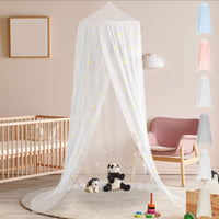 1 x RAW Customer Returns BEARTOP canopy for children s rooms 6 colours no drilling required tulle with sturdy ring ring is inserted into fabric hem length approx. 270cm for children s rooms, playrooms and much more transparent with stars - RRP €33.35