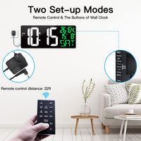 1 x RAW Customer Returns XREXS 18 Large Digital Wall Clock with Remote Control, Auto DST LED Clock, Adjustable Brightness Digital Alarm Clock, with Temperature Alarm Date Day of the Week 8 Languages  - RRP €54.35