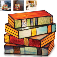 1 x RAW Customer Returns Jadyon Stained Stacked Book Lamp, Handmade Stained Glass Stacked Book Lamps, Acrylic LED Decorative Creative Bedside Desk Night Light for Home Office Decoration. - RRP €20.16