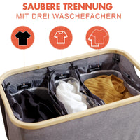 1 x RAW Customer Returns XXL Laundry Basket 140L with 3 Bags Dirty Laundry Basket - Foldable Laundry Basket with Lid Bamboo Fabric Laundry Basket with Handle Dirty Laundry Basket Baskets Laundry Basket Laundry Bin - RRP €44.99