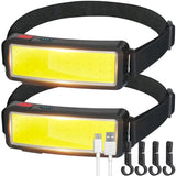 1 x RAW Customer Returns DARKBEAM COB Floodlight Headlamp LED Rechargeable USB, Lightweight Head Light, Super Bright Waterproof Head Lamp, Camping for Adults, Fishing, Work Light for Helmet, Maintenance and Construction, 2 Pack - RRP €24.53