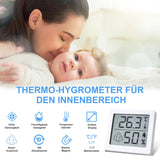 3 x Brand New Flamesio Thermometer Hygrometer Indoor Digital - Temperature Humidity Room Thermometer Humidity Meter Hygrometer Mini Humidity Meter For Greenhouse Baby Room Home Office - RRP €33.27