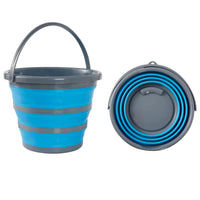 1 x RAW Customer Returns BRAMBLE 1 Foldable Silicone Bucket for Cleaning, Camping, Fishing, Travel 10L - Space Saving for Home RV Blue Gray  - RRP €15.99