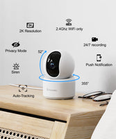 1 x RAW Customer Returns GALAYOU 2k Indoor Surveillance Cameras AI Human Detection 360 Smart Tracking Wireless WiFi Compatible with Alexa Google Home Siren for Baby Pets Dog G2 2p  - RRP €64.99