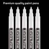 1 x RAW Customer Returns White acrylic pens for stones, rock painting, ceramics, glass, wood, tires, fabric, metal, canvas, DYI, set of 5 acrylic paint permanent marker white water-based with extra-fine tip - RRP €11.81