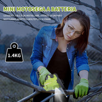 1 x RAW Customer Returns Mini Motosega a Batteria 8 Pollici, 4000mAh, 24V Motosega a Batteria per Potatura, 880W Brushless Motor, Hengriacly Motosega Electrica a Batteria con Oliatore Automatico Green  - RRP €87.43