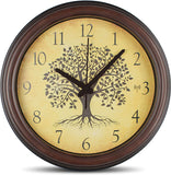 1 x RAW Customer Returns FISHTEC wall clock tree of life 30.5 cm - large numbers - radio controlled and quiet without Tic Tac - frame strip - dial in wood look - retro style - RRP €20.4