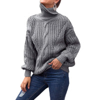 1 x RAW Customer Returns Jywmsc Turtleneck Sweater Women Knitted Winter Fashion Pullovers Pullover Ribbed Sweater - RRP €31.87