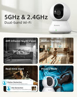 1 x RAW Customer Returns blurams 2K Internal Wifi Camera, Dual-Band 2.4GHz 5GHz, Internal Wifi Surveillance Camera, 360 wifi camera for Home Security, Two-way Audio, Night Vision, Siren, Cloud - RRP €49.99