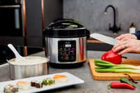 1 x RAW Customer Returns Yum Asia Kumo YumCarb Rice Cooker with Ceramic Bowl and Advanced Fuzzy Logic 5.5 Cups, 1 Liter , 5 Rice Cooking Functions, 3 Multicooker Functions, 220-240V EU Lightweight Stainless Steel  - RRP €89.9