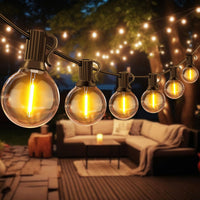 1 x RAW Customer Returns LED fairy lights outdoor - 15M fairy lights light bulbs with 27 bulbs LED weatherproof G40 warm white power operated for garden, balcony, terrace, weddings, parties, yard, grill - dimmer not included - RRP €30.99