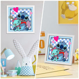 4 x Brand New EOBROMD Diamond Painting Stitch holding a doll, Cartoon Diamond Painting with Frame, 5D Diamond Painting Pictures Anime, Diamond Painting Pictures Arts Craft for Home Decor Gift 18x18cm - RRP €45.52