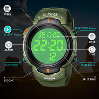 1 x RAW Customer Returns CIVO Men s Watch Digital Sport Outdoor 50M Waterproof Large Dial Green - Military Tactical LED Digital Wrist Watch With Alarm Calendar Stopwatch - RRP €22.04