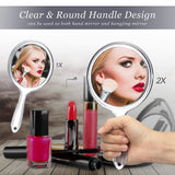 1 x RAW Customer Returns Queekay Clear Double Sided Handheld Mirror 1x 2x Magnification Mirror with Handle Cosmetic Mirror Makeup Travel Rounded Makeup Mirror - RRP €11.59